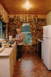 Galley kitchen with every you need for a hearty country meal